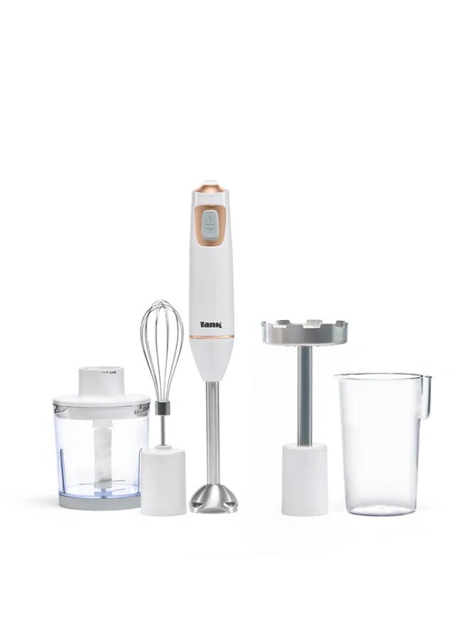 Tank Hand Blender All in One, 5 Speed Control + Turbo, 600 Watts, White, CM-6003-1, 2 Year warranty